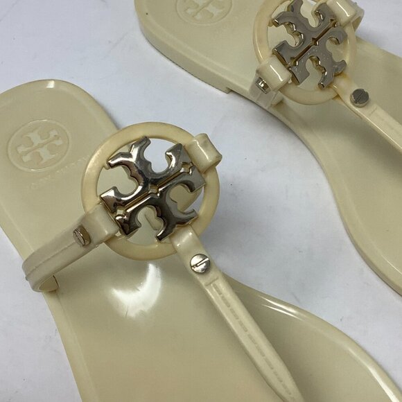 Tory Burch Mini Miller thong sandals 6 cream rubber jelly - Picture 4 of 6